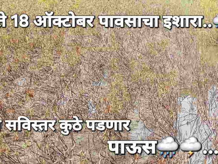 १५ ते १८ ऑक्टोबरदरम्यान पावसाची शक्यता, शेतकऱ्यांनी आत्ताच घ्या ही खबरदारी